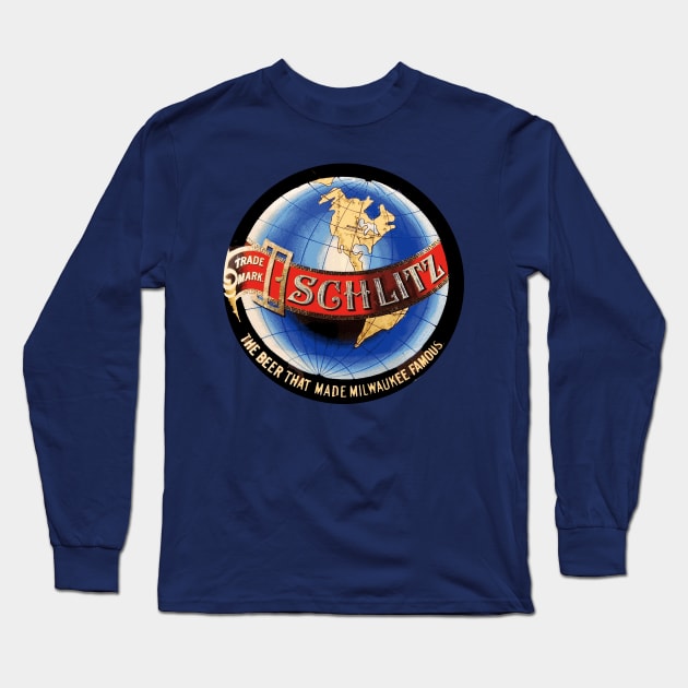 Schlitz Beer Long Sleeve T-Shirt by Midcenturydave